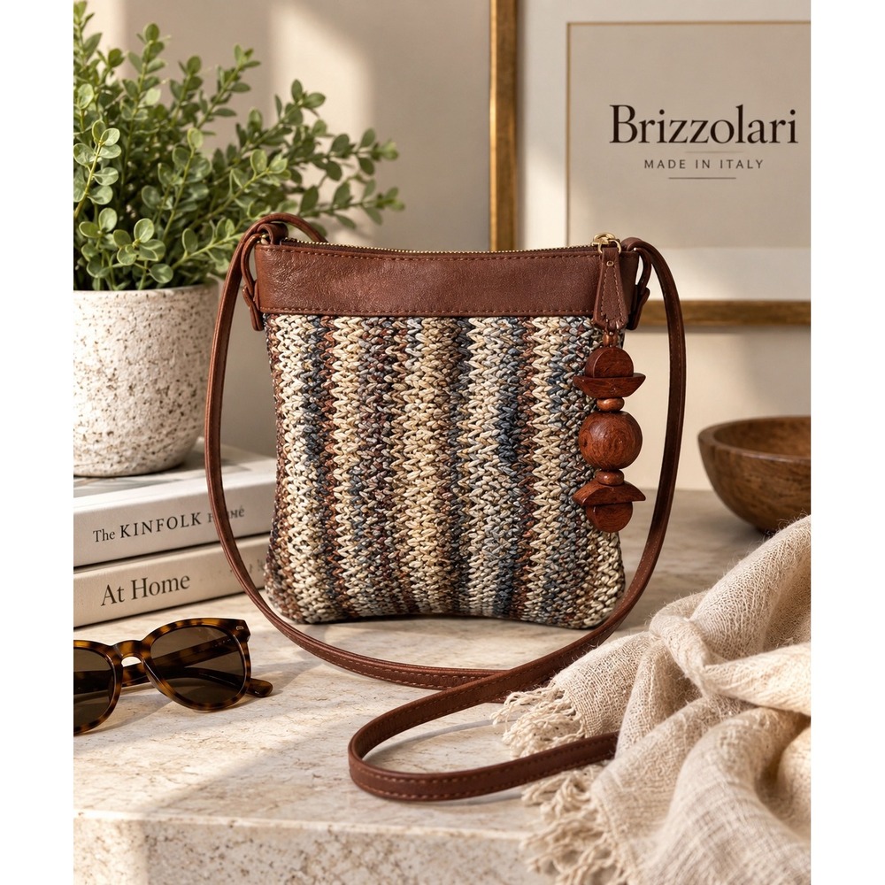 Brizzolari Made in Italy Genuine Leather Woven Crossbody Bag Boho  grannycore